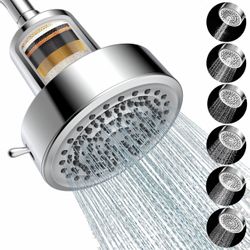 New UltrTxenova Filtered Shower Head – Chrome, 6 Spray Settings