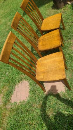 3 solid wood chairs