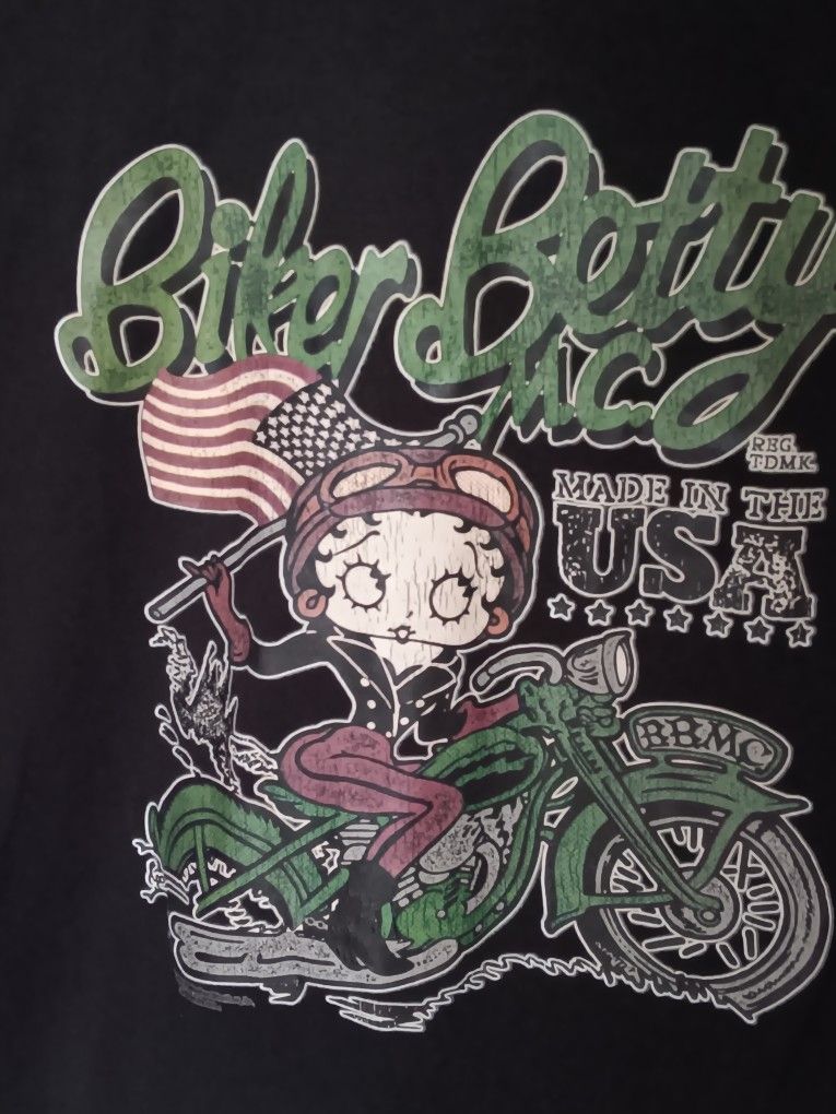 Biker Betty Boop Tshirt Womesn Size Xl