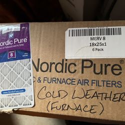 Set Of 5 Nordic Pure 18”x25”x1” Merv 8 AC & Furnace Air Filters