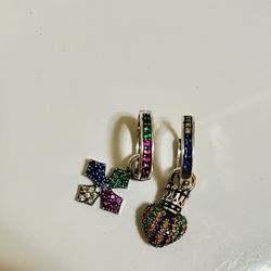 Colorful Zircon Silver Earrings 