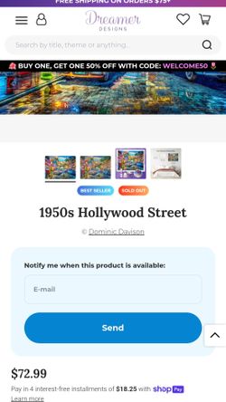 1950's Hollywood Street Diamond Art