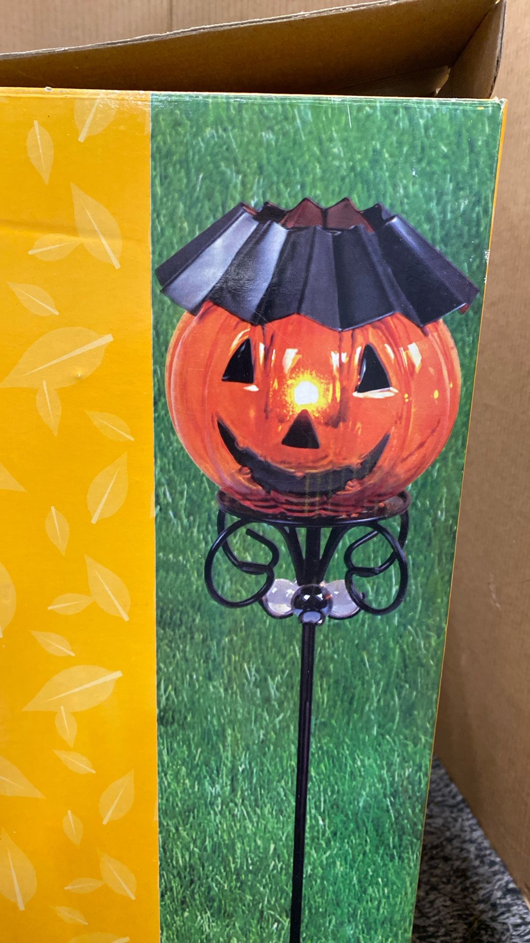 Glass Pumpkin Yard Stake- Halloween