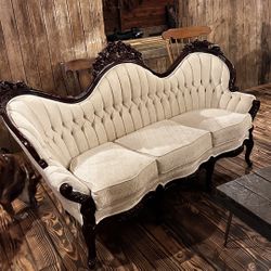 Ivory Victorian Sofa and His/Her Chairs