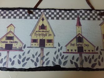 Birdhouse Artwork on Slate