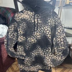 Supreme Bleached Leopard Hooded Sweatshirt Size Large 