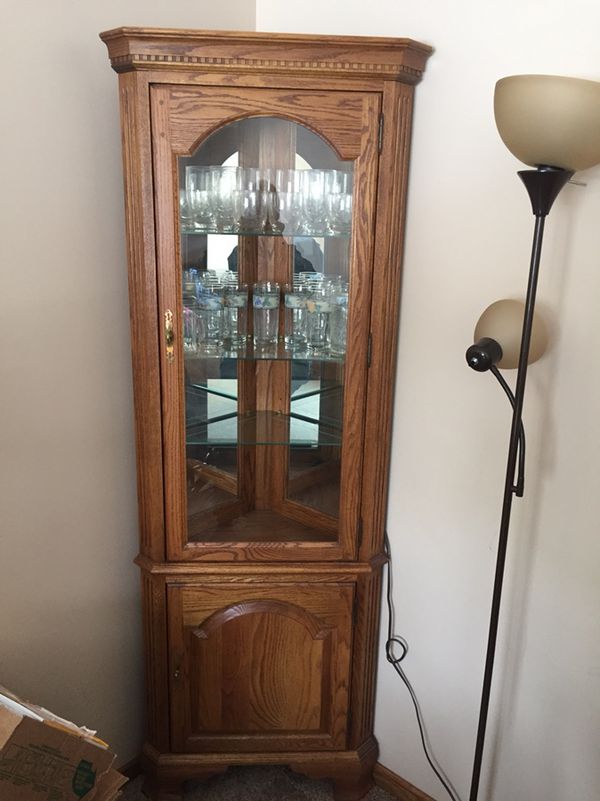 Antique Jasper Cabinet Co Lighted Corner Curio Cabinet For Sale In