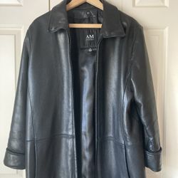 Black Leather Jacket With Removable Lining Women Size Petite Medium