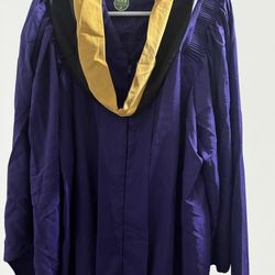 NYU Masters Graduation Gown with Hood and Cap, 6'5" - 6'6"