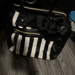 Betsey Johnson Black And White Striped Purse 