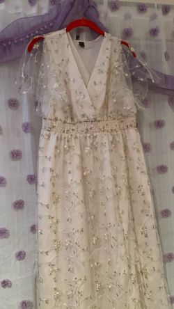 SHEIN White Floral Print Long Dress