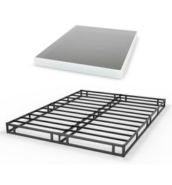 5 Inch Box Spring for Queen Bed, Quick Assembly Queen Size Metal Mattress Foundation with Fabric Cover, Strong Steel Frame, Heavy Duty, Low Profile Be