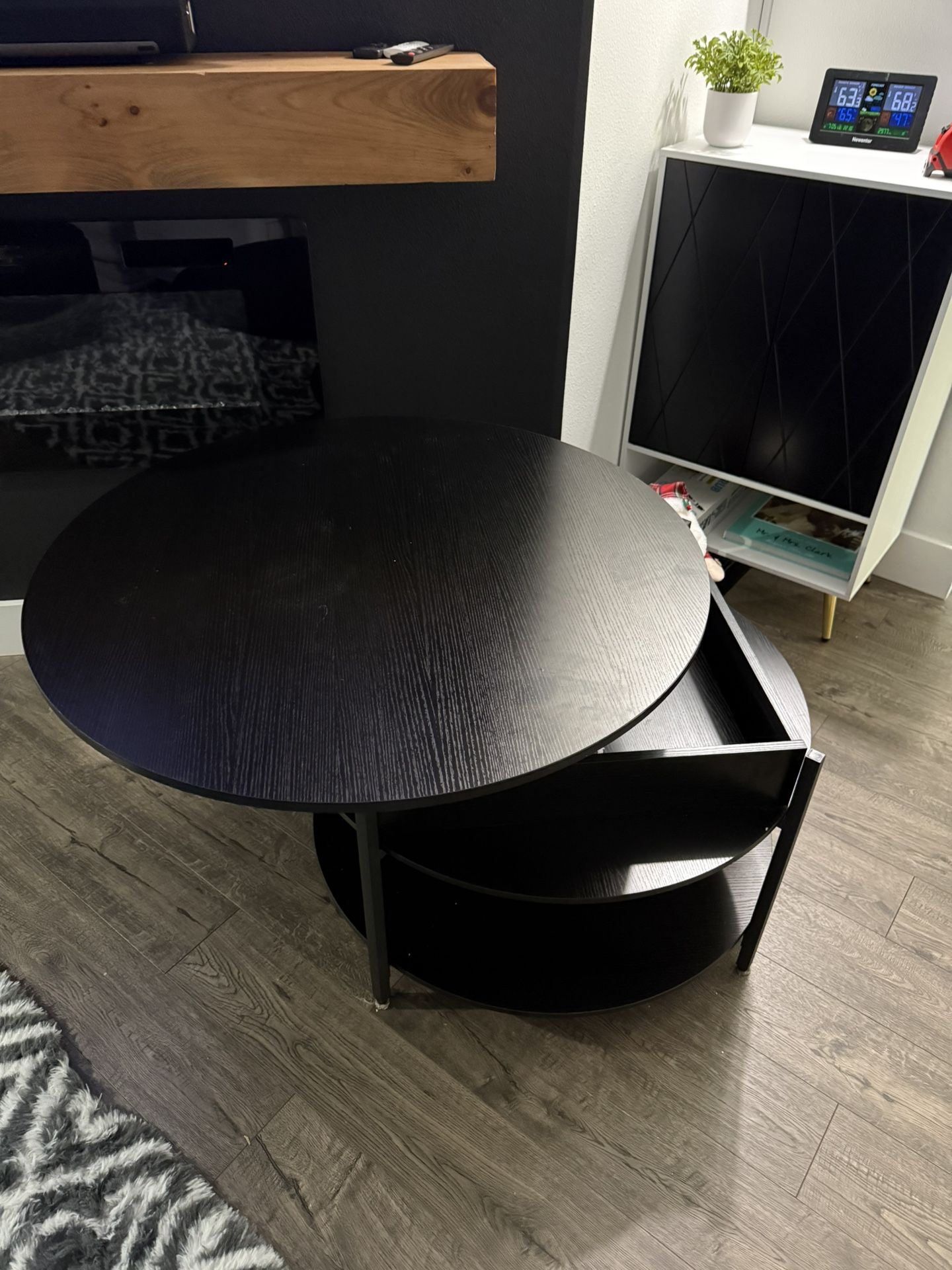 Black Round Storage Coffee Table