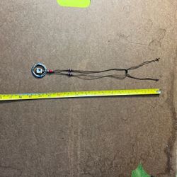  Beaded leather cord necklace with ceramic hand painted design