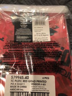 6 Plastic graduation table cover 1.50 eac