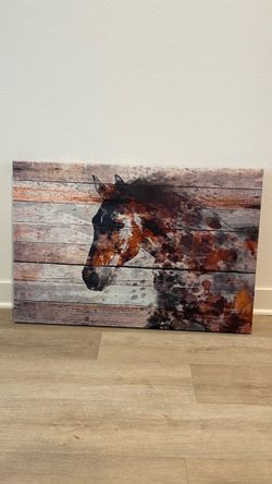 Rustic Horse Canvas Wall Art – 34” W × 26” H