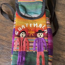Guatemalan hand woven travel water bottle holder EUC