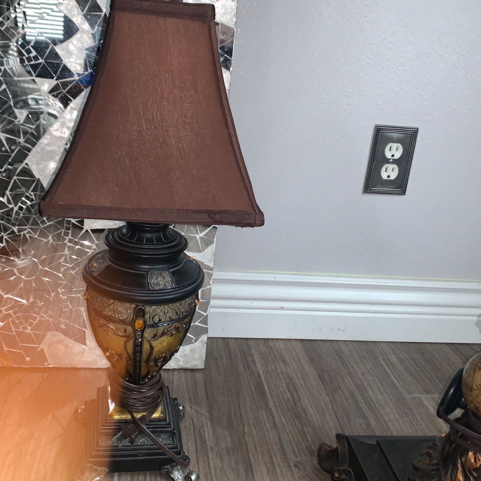 old fashioned wooden desk lamp