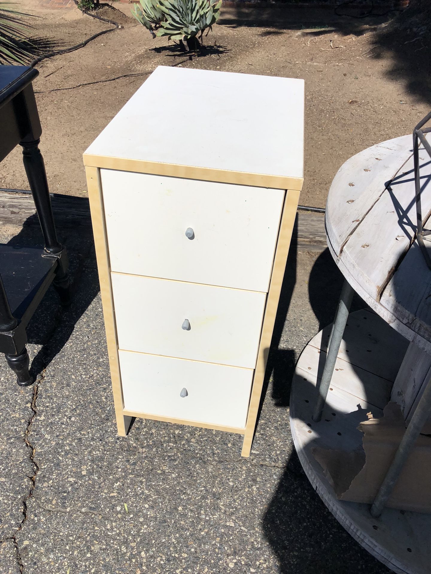 Drawer Unit White And Tan Solid Wood