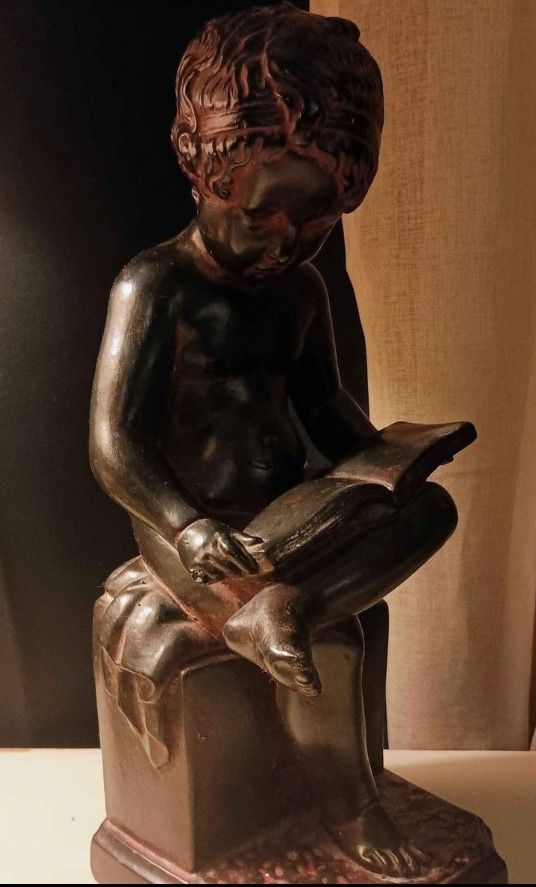 Vintage Chalkware statue Of Child Reading