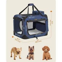 New Feandrea 24-Inch Collapsible Dog Crate, Portable Pet Carrier with 3 Doors & Safety Zippers,