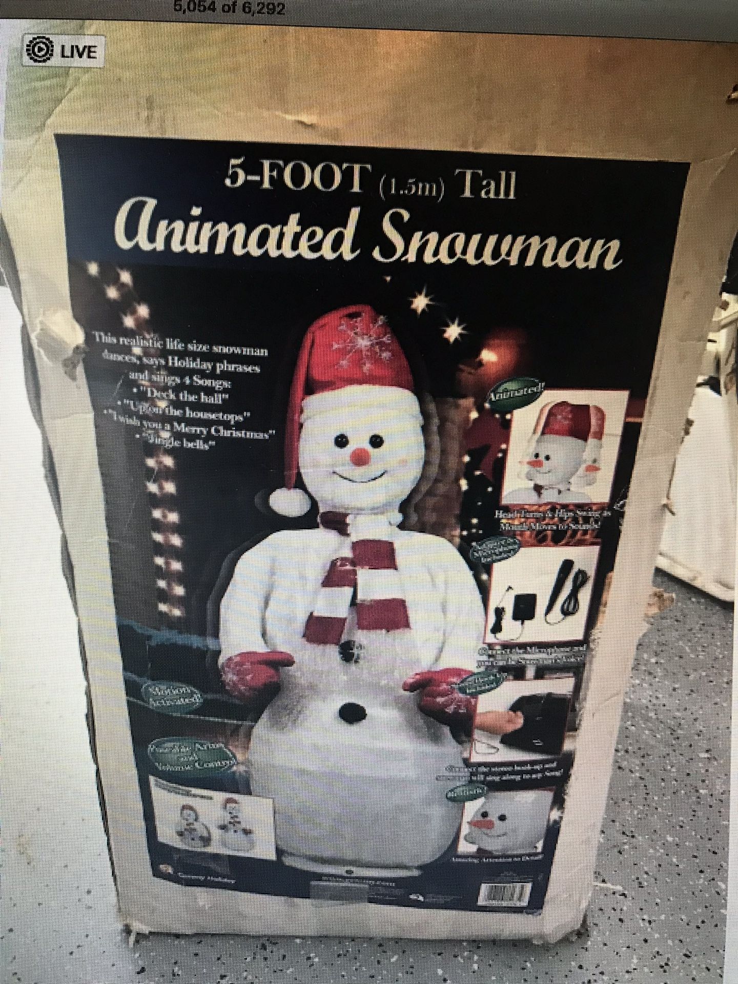 Gemmy 5 ft animated singing & dancing snowman with mic