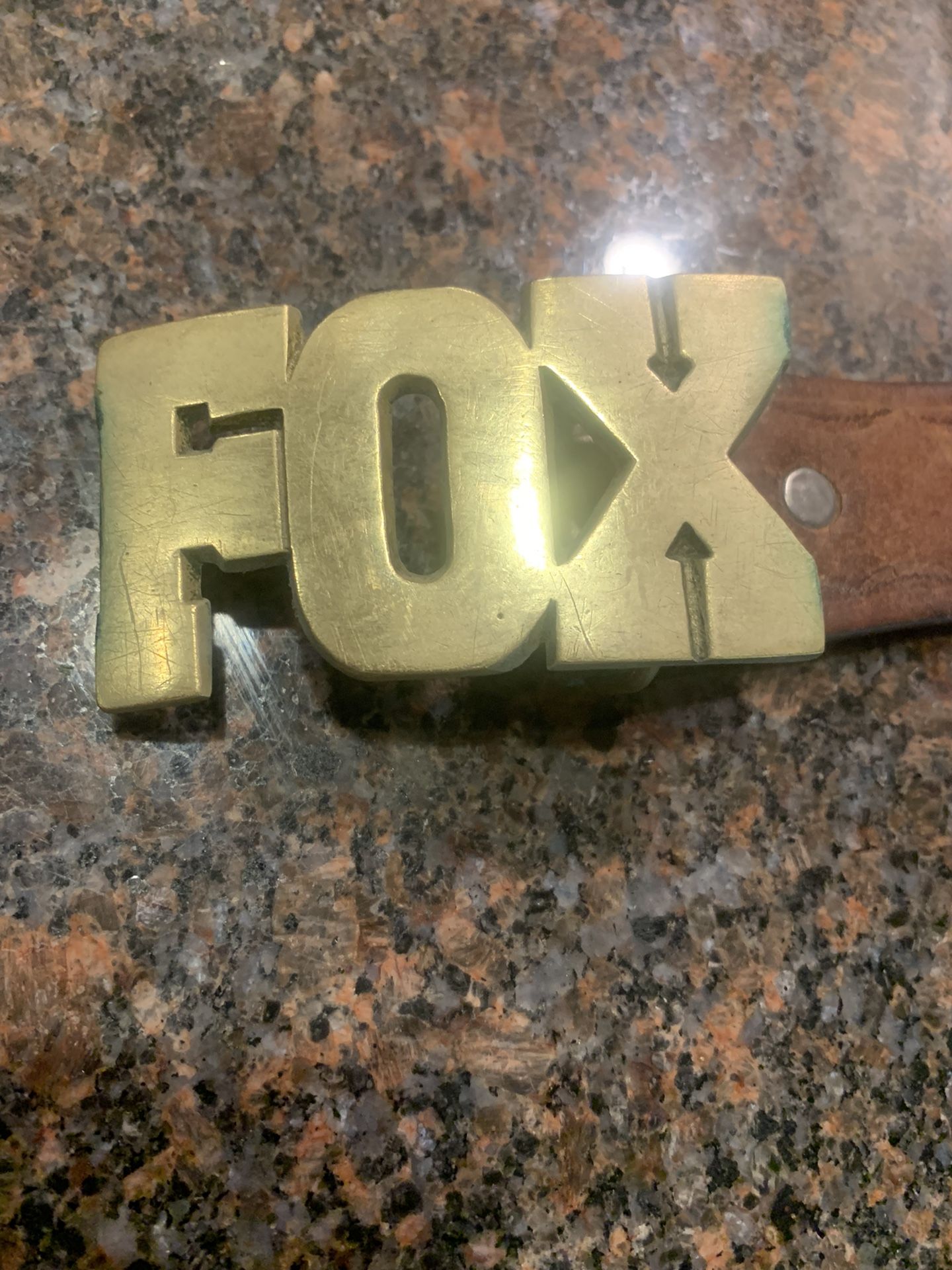 Vintage FOX Racing Solid Brass Belt Buckle