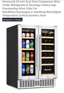 Honeywell 24 inch Dual Zone Compressor Wine Cooler Refrigerator