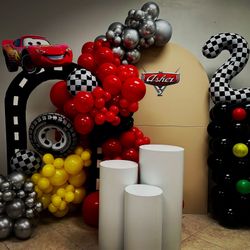 Cars Birthday Balloon Garland Setup