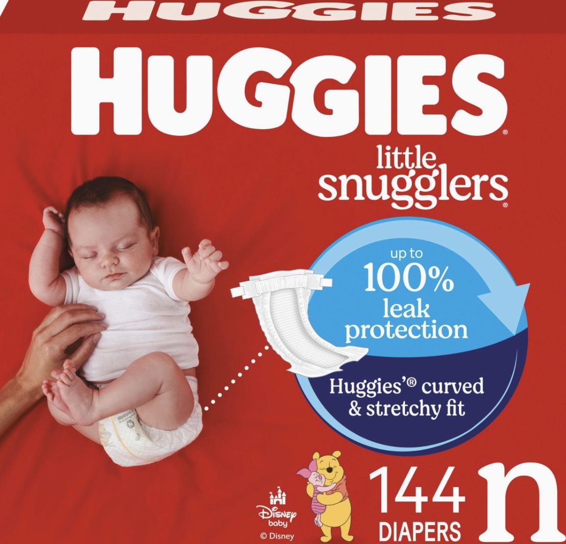 $30 BNIB Huggies Size Newborn Diapers: 144 Little Snugglers Baby Diapers, size Newborn (up to 10 lbs), 