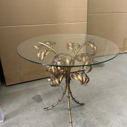 Designer Good Leaf Glass Table