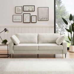 Jeses 84.3" W Square Arms Sofa with Metal Legs and Button Tufting