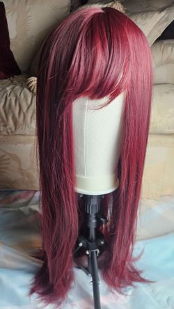Long Burgundy Wig