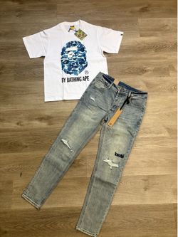KSUBI JEANS AND BAPE SHIRT