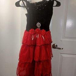 Red And Black Partywear Dress For Girl