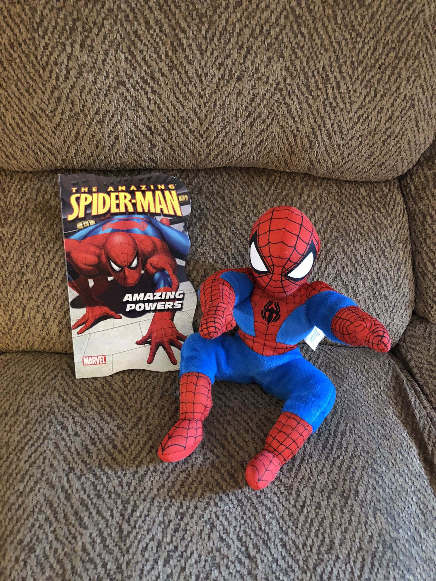 Spiderman plush toy with book