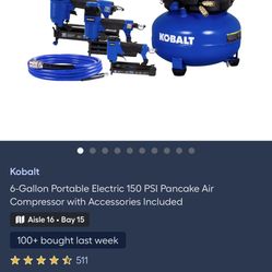 Kobalt 6-Gallon Air Compressor Kit w/ 3 Nail Guns & Hoses