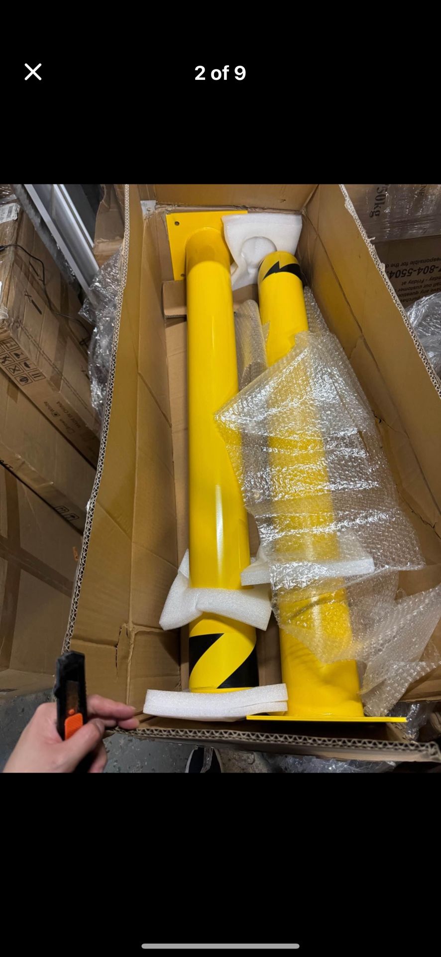 VEVOR Safety Bollard, 48 Inch Height Bollard Post, 5.5 Inch Diameter Steel Pipe Safety Bollard Post, Yellow Steel Bollard, Steel Safety Bollard with 8