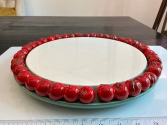Vintage Cherry Border Serving Tray – 10½” Decorative Kitchen Tray