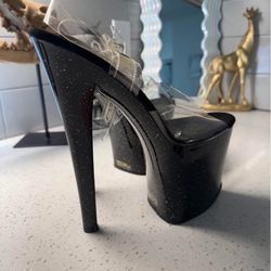 Pleaser Black Glitter Heels
