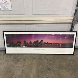 New Orleans Skyline Framed In Black Metal With Glass