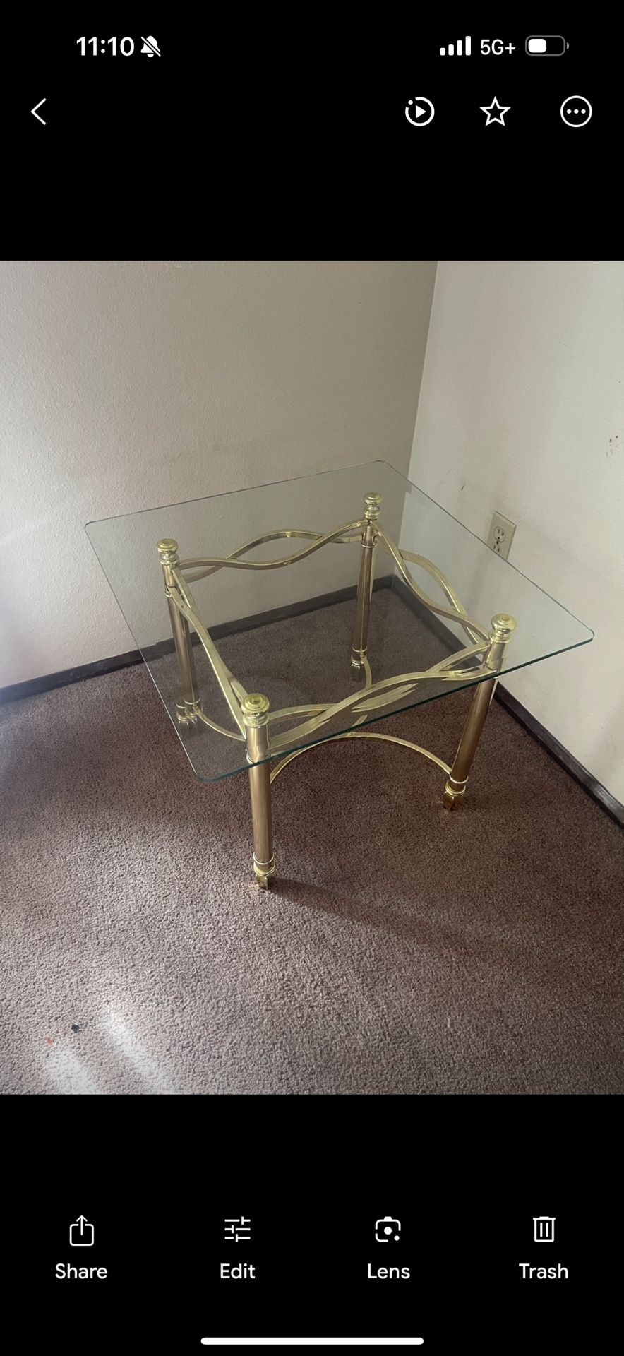 Vintage Glass Table With Gold Legs