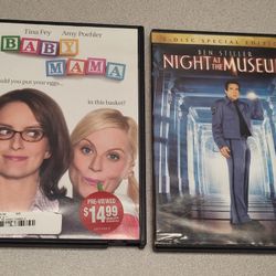 DVDs Lot O, lot of 2. Baby Mama. Night at the Museum, only disc 1 (disc 2 not included)