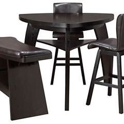 Dinning Room Set, Modern Classic Table with 2 Tall Chairs and Ottoman Cushion