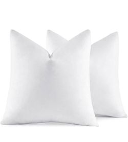 MIULEE 18x18 Pillow Inserts,Set of 2 Down Feather Throw Pillows for Couch Sofa Bed, Decorative Fluffy Throw Pillow Inserts Cotton Fabric,White
