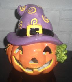 JACK-O-LANTERN WITCH CANDLE HOLDER