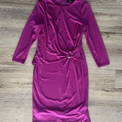 Lauren Ralph Lauren Black Label Women's Size 8 3/4 Sleeve Dress Size 8 Magenta  