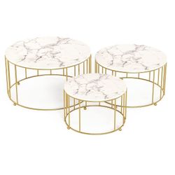 Gold Cake Stand, Cupcake Stand Set of 3, Round Display Dessert Stand Imitation Marbling Decoration Finish
