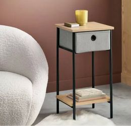 Fabric bin side table back frame-room essentials