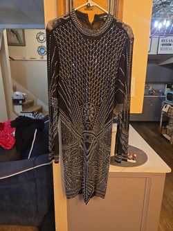 Fashion Nova 3x Black Mini Dress With Rhinestones